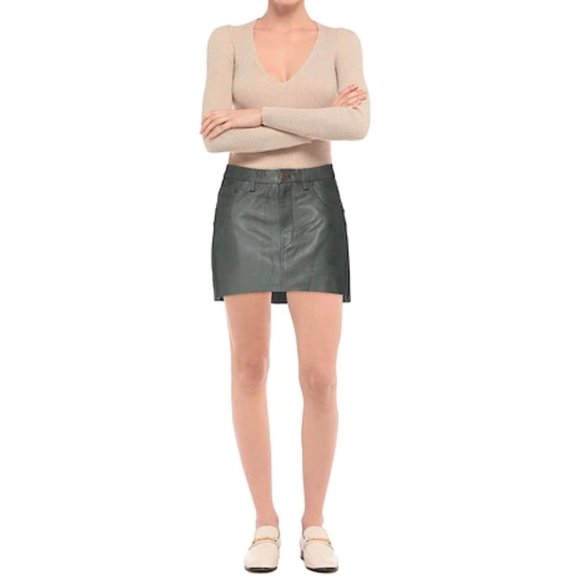 One Teaspoon Dresses & Skirts - NWT One Teaspoon Leather Mini Skirt Olive Vanguard Size Small